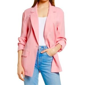 Open Edit Pink Lightweight Longline Blazer